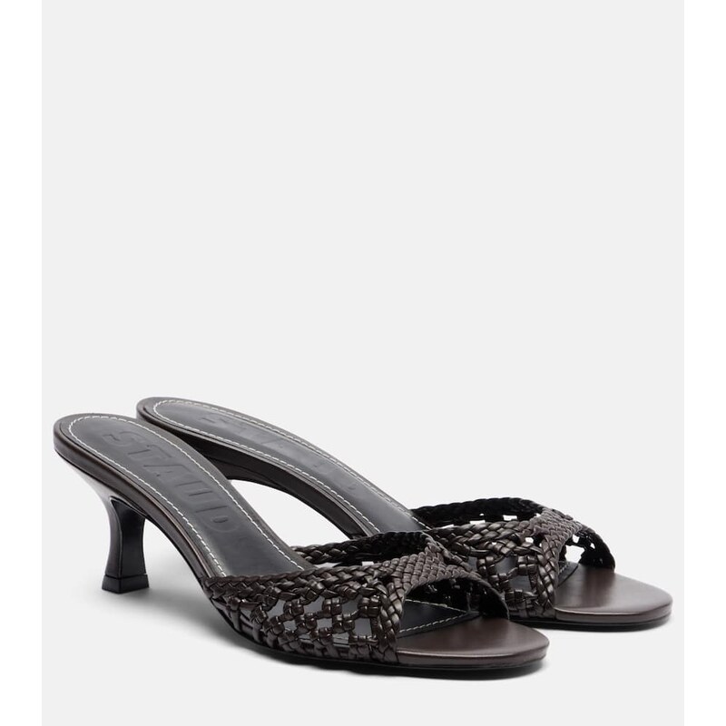 Staud Brigitte woven leather mules