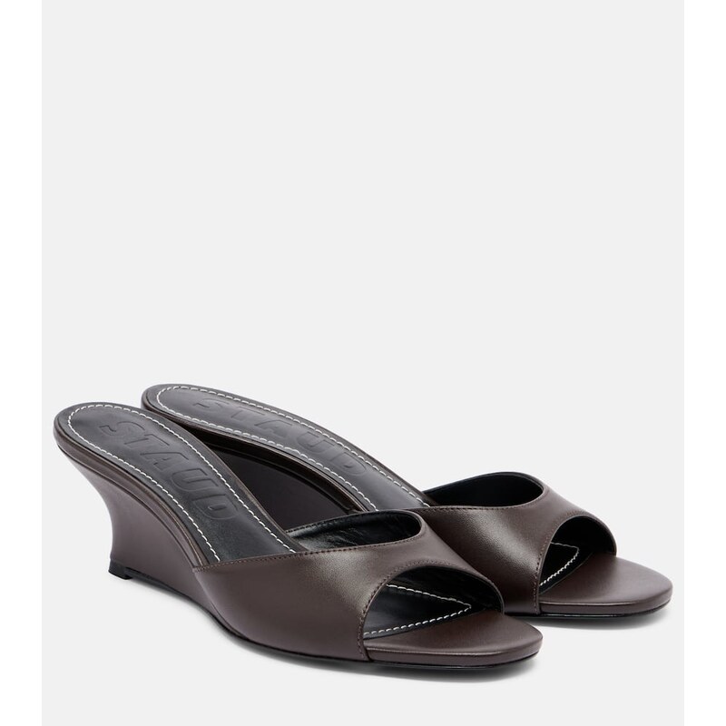 Staud Brigitte leather wedge mules