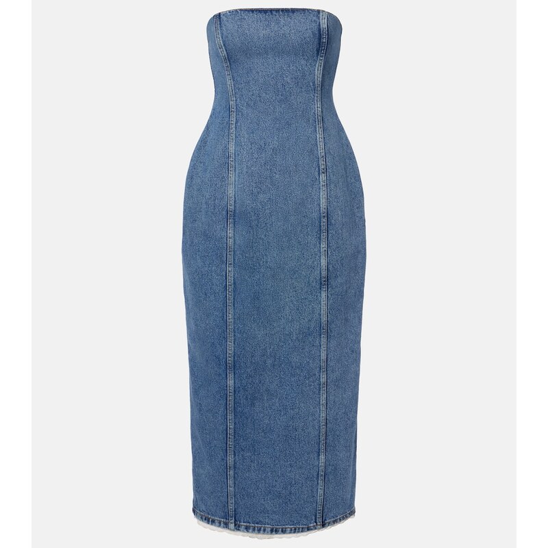Magda Butrym Strapless denim bustier dress