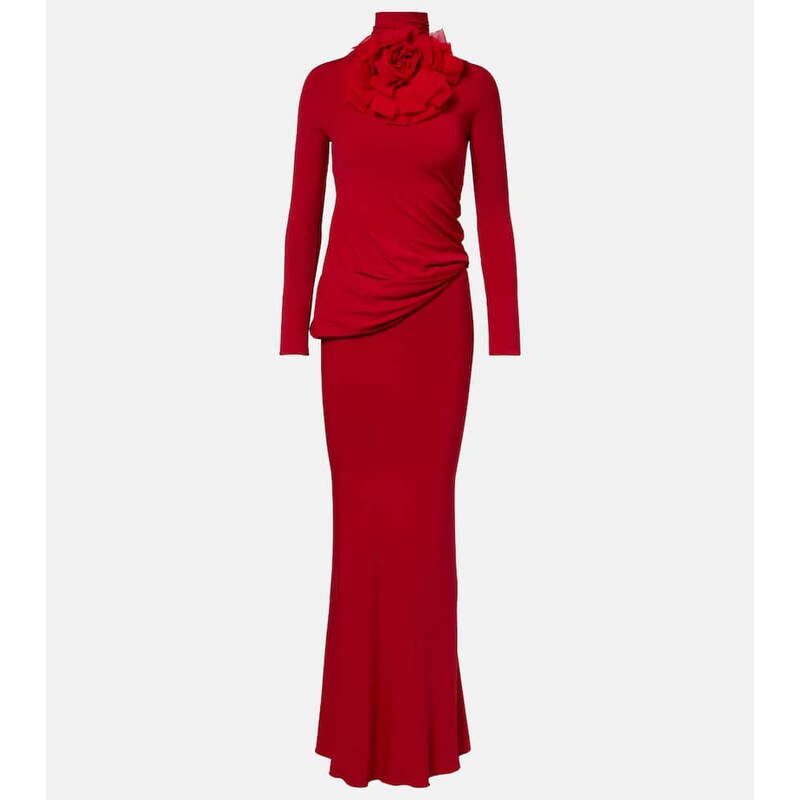 Magda Butrym Floral-appliqué draped jersey gown