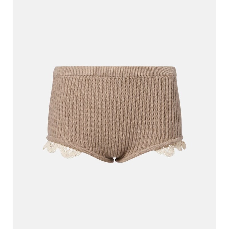 Magda Butrym Crochet-trimmed cashmere shorts