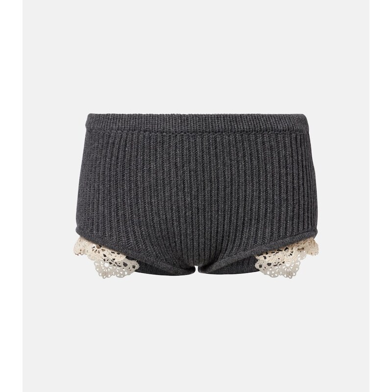 Magda Butrym Crochet-trimmed cashmere shorts