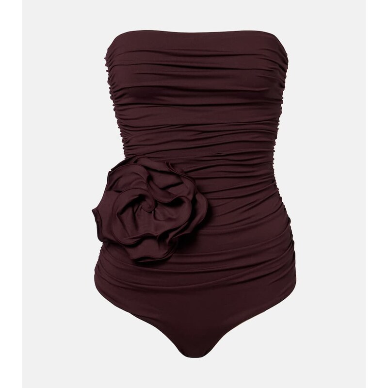 Magda Butrym Floral-appliquÃ ruched swimsuit