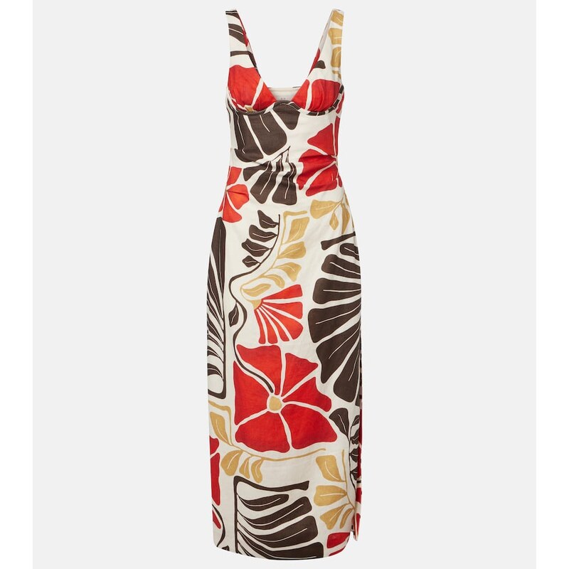 SIR Julietta floral linen midi dress