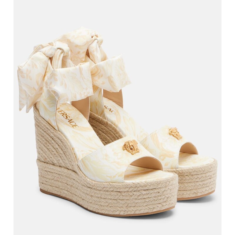Versace 120 leather platform espadrille wedges