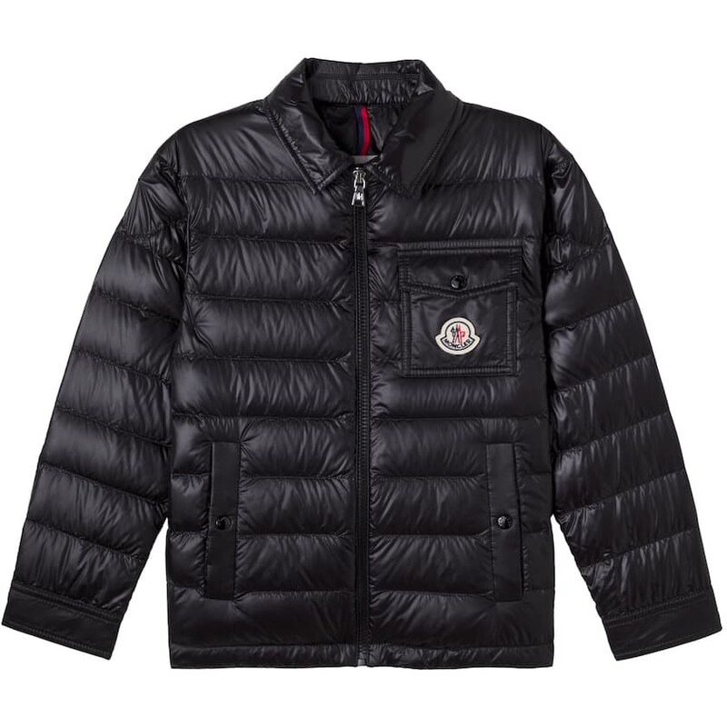 Chlapecká bunda Moncler Enfant Logo v barvě černé