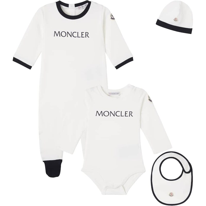 Moncler Enfant Baby cotton jersey beanie, bib, bodysuit, and