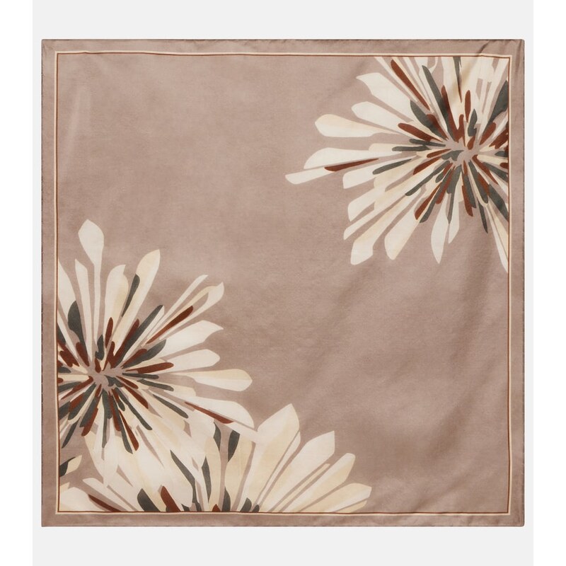 Brunello Cucinelli Floral silk twill scarf