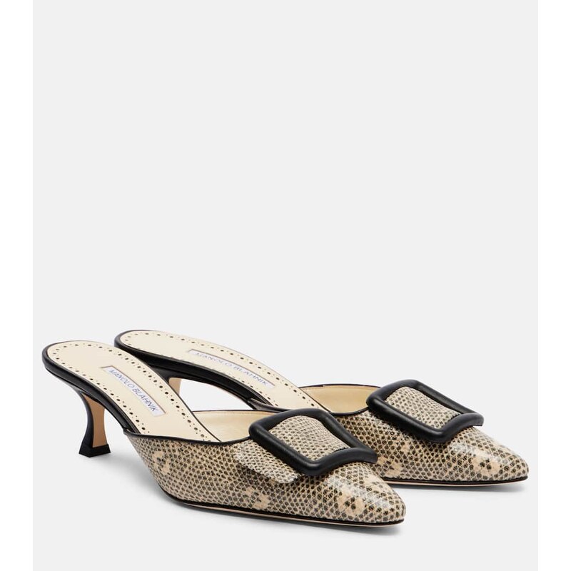 Manolo Blahnik Maysale 50 snake-effect leather mules
