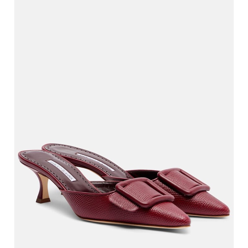 Manolo Blahnik Maysale 50 snake-effect leather mules