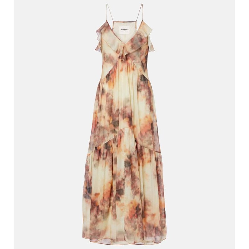 Marant Etoile Printed cotton midi dress