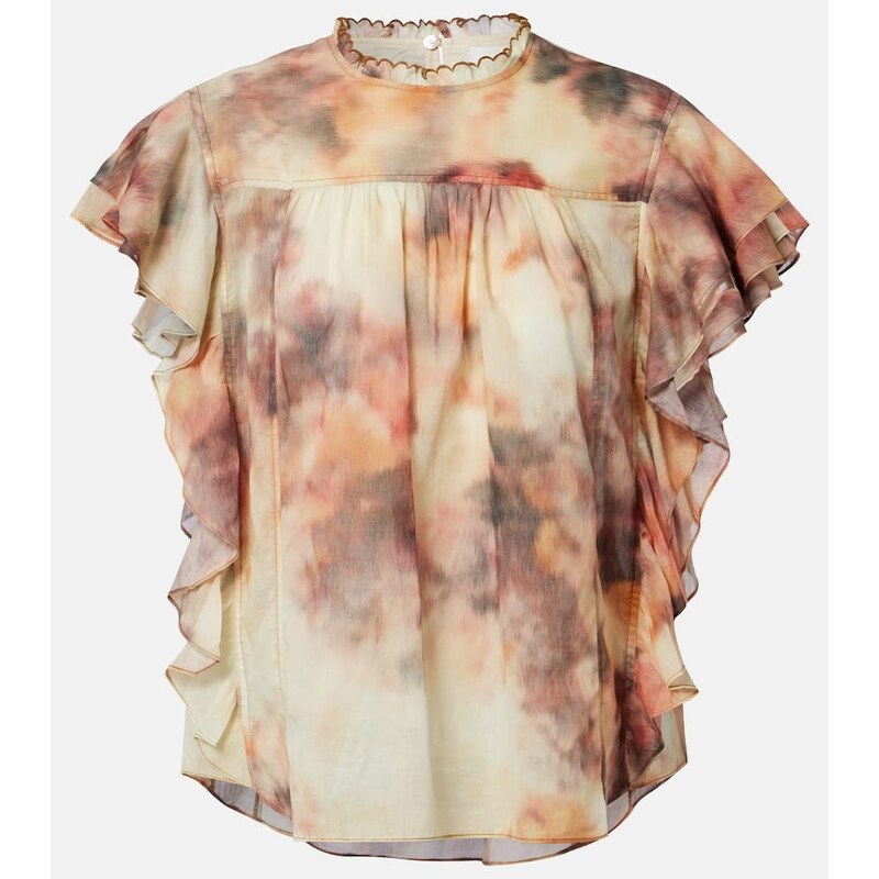 Marant Etoile Daliyane printed ruffled cotton top