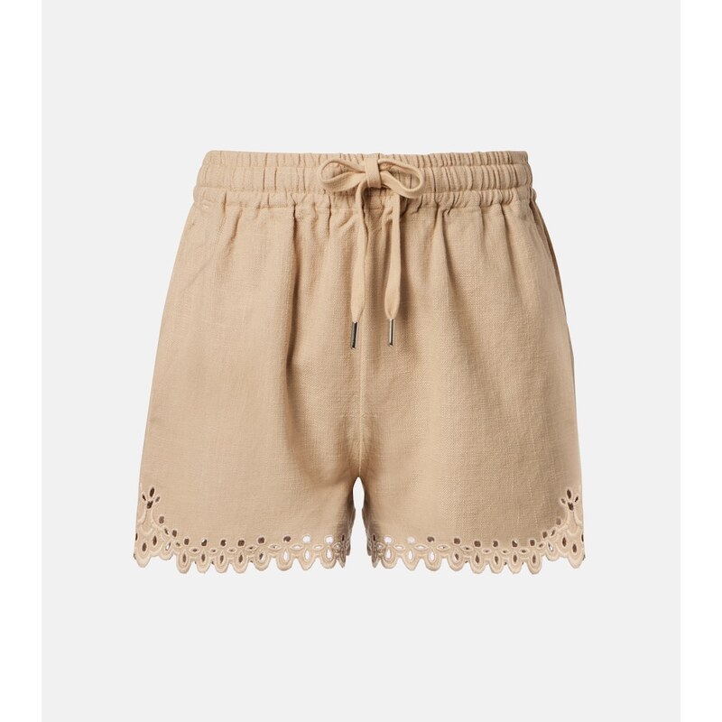 Marant Etoile Balyme embroidered cotton shorts