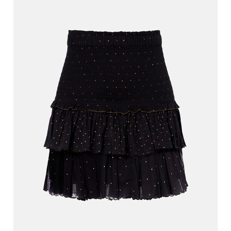 Marant Etoile Polka-dot embroidered cotton miniskirt