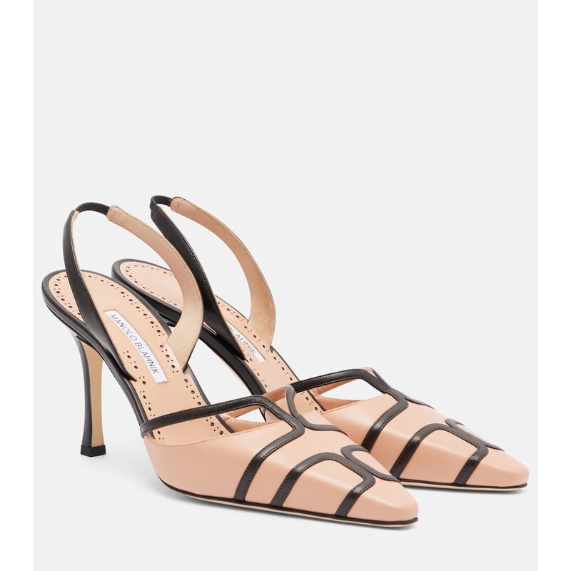Manolo Blahnik Sarto 90 leather slingback pumps