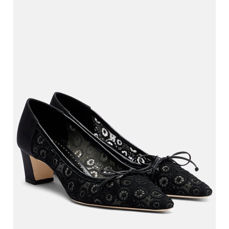 Manolo Blahnik Martebal 50 lace bow-detail pumps