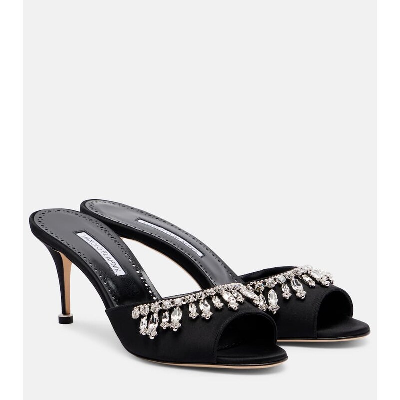Manolo Blahnik Tulimu 70 embellished satin mules