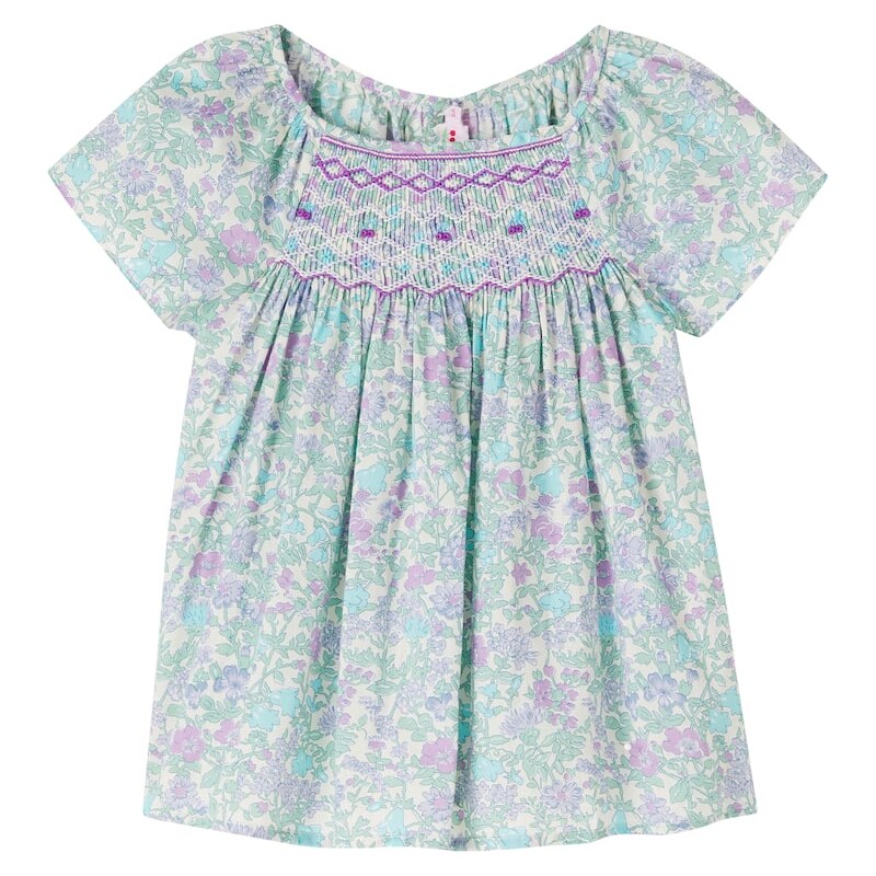 Bonpoint Grenade floral smocked cotton top