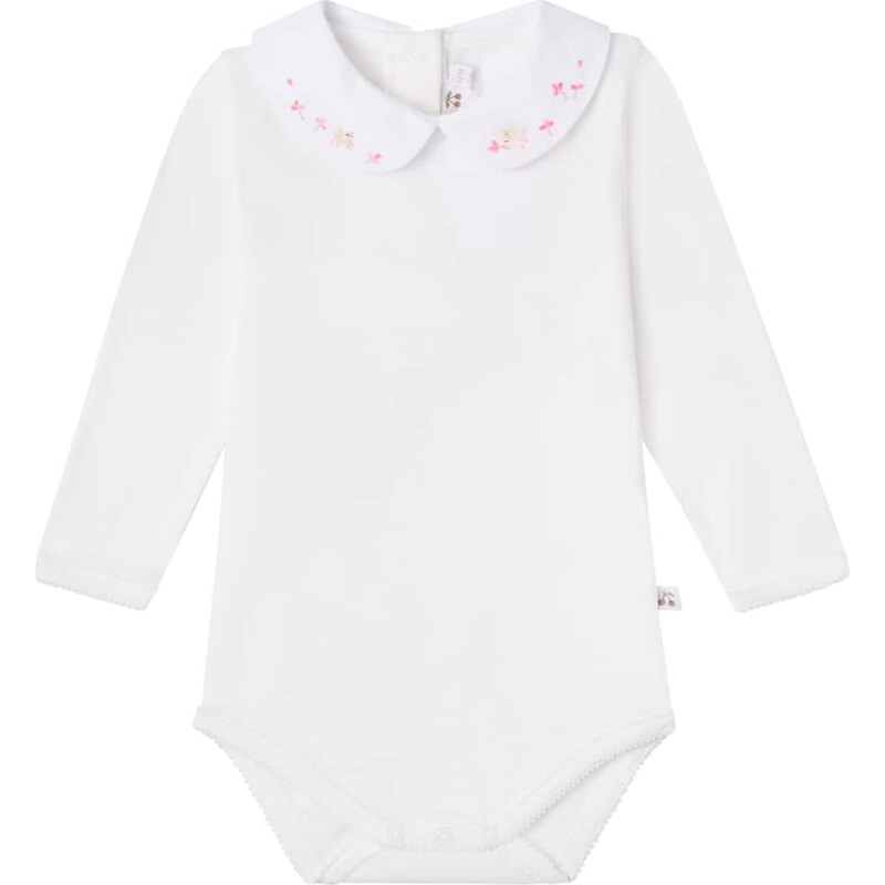 Bonpoint Baby Cygne embroidered cotton bodysuit