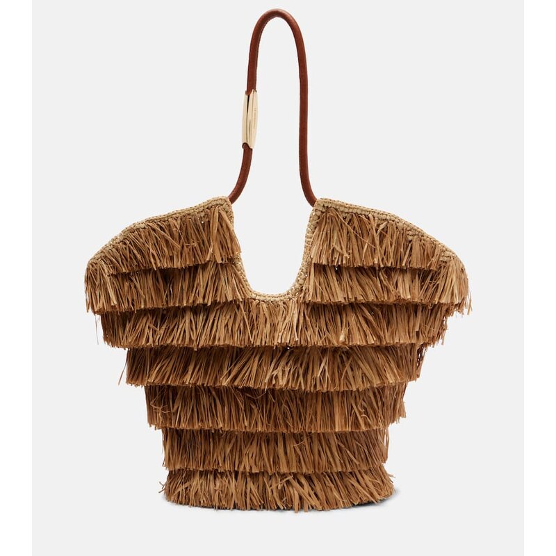 Zimmermann Goldentime Medium raffia tote bag