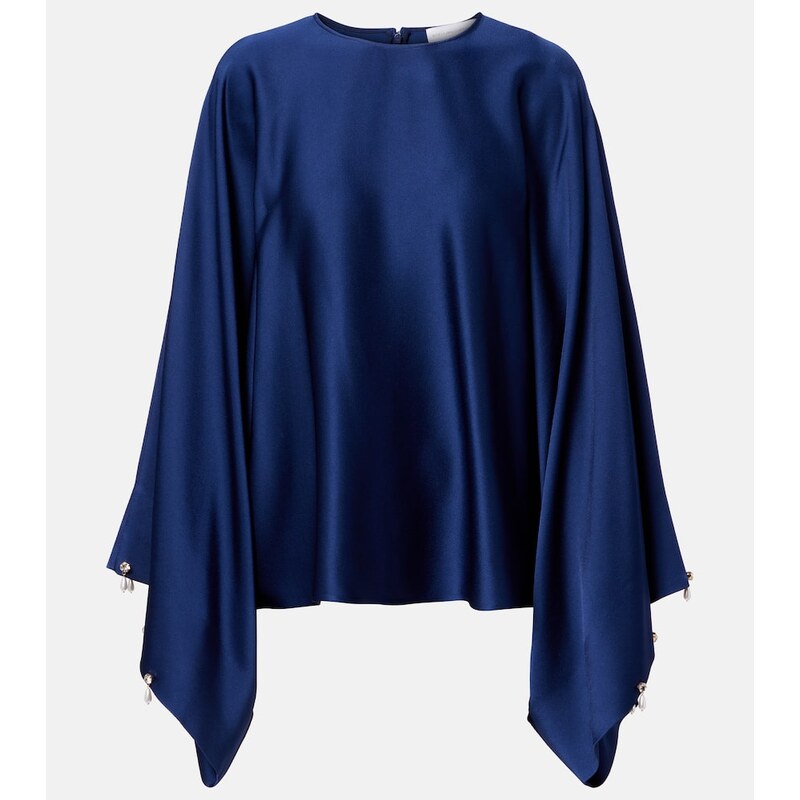Stella McCartney Faux pearl-embellished satin top
