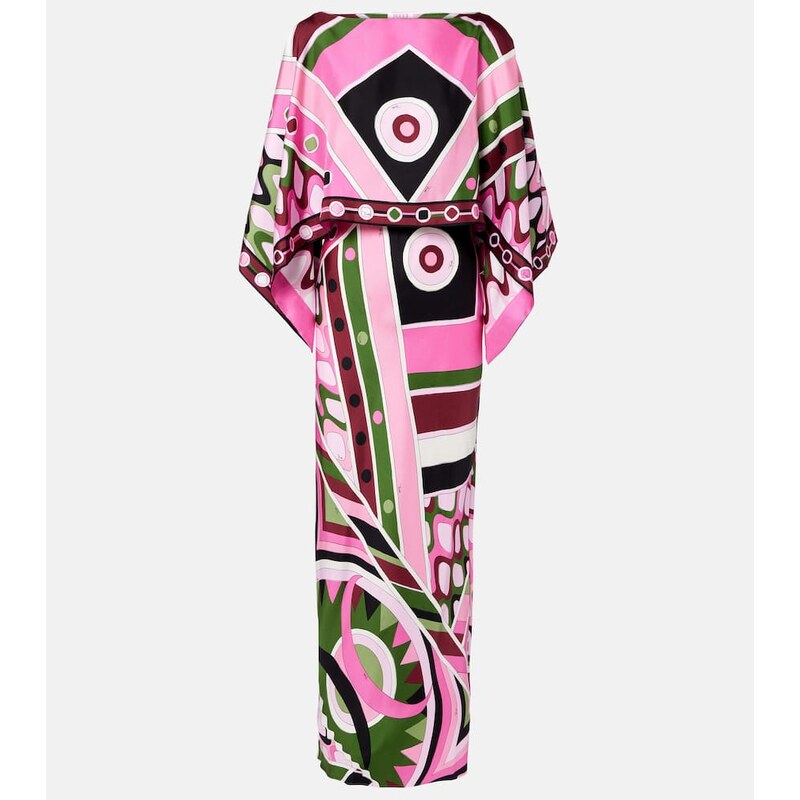 Pucci Vivara layered silk satin maxi dress