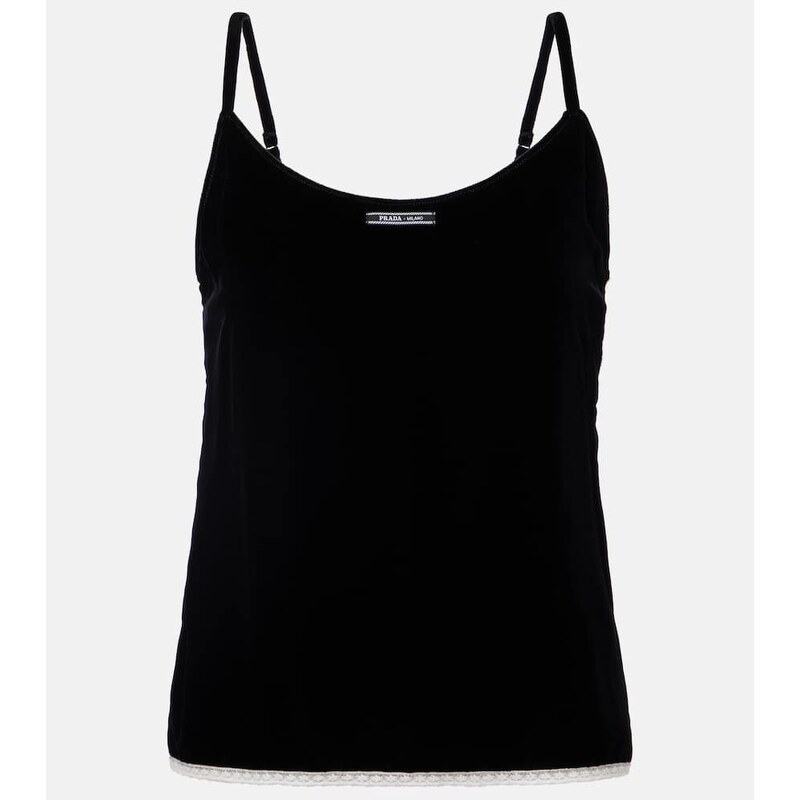 Prada Lace-trimmed velvet camisole
