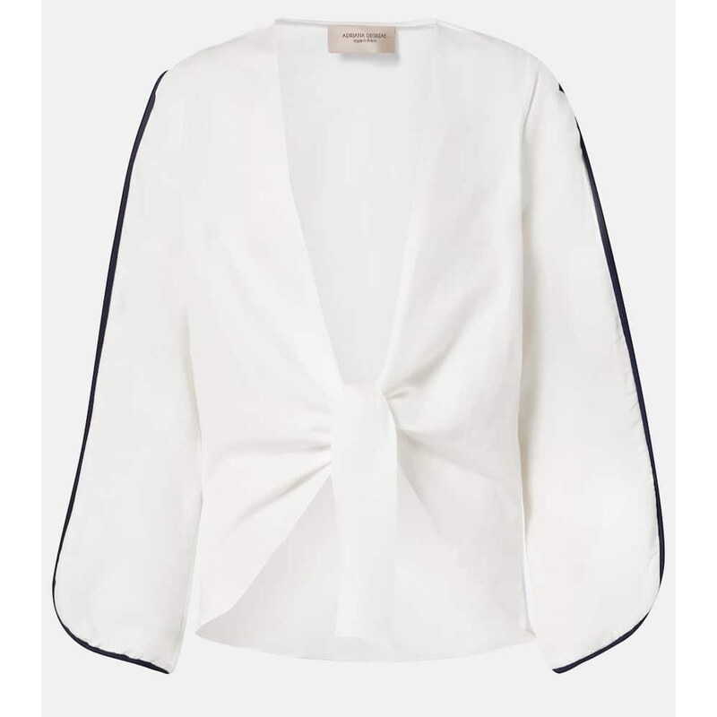 Adriana Degreas Bicolor linen-blend top