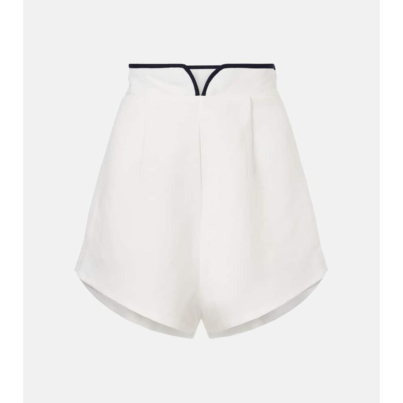 Adriana Degreas Bicolor linen-blend Bermuda shorts
