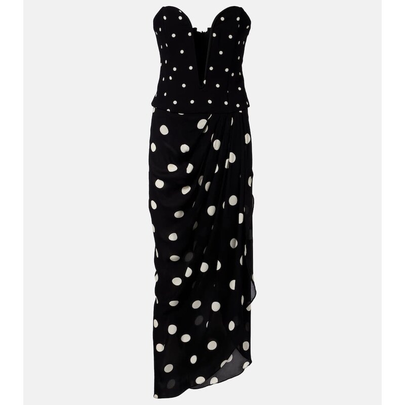 Adriana Degreas Polka-dot draped midi dress