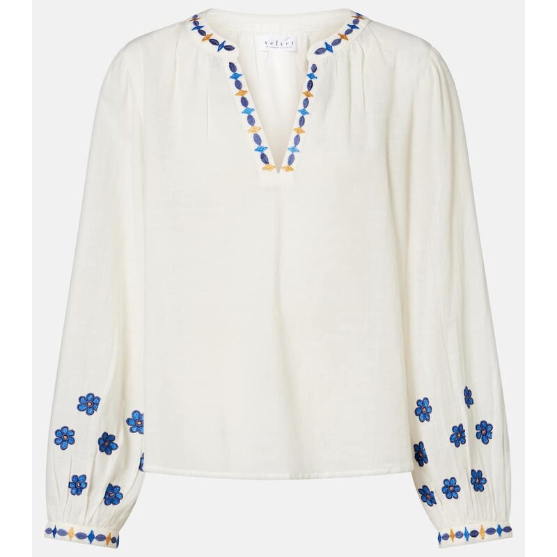 Velvet Amani embroidered cotton blouse