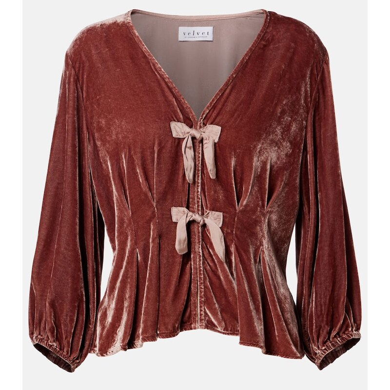 Velvet Elida bow-detail velvet top