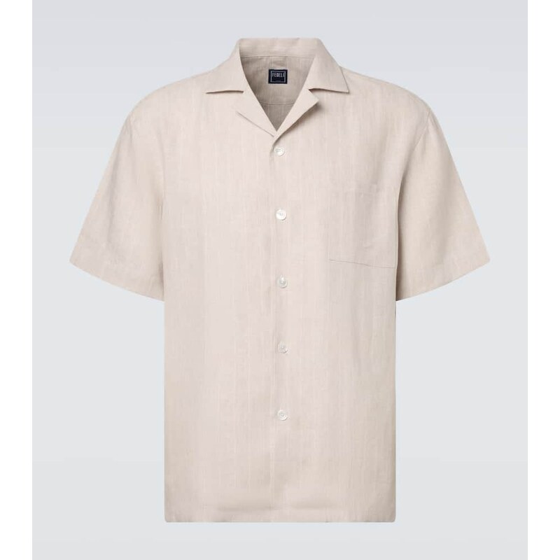 Fedeli Striped linen bowling shirt
