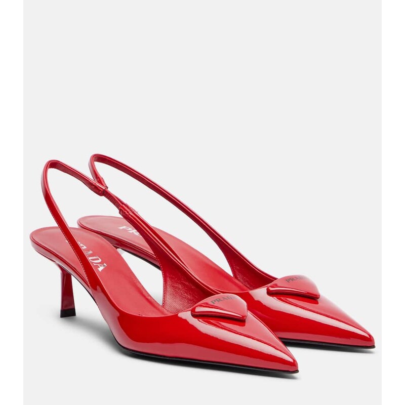 Prada 55 patent leather slingback pumps