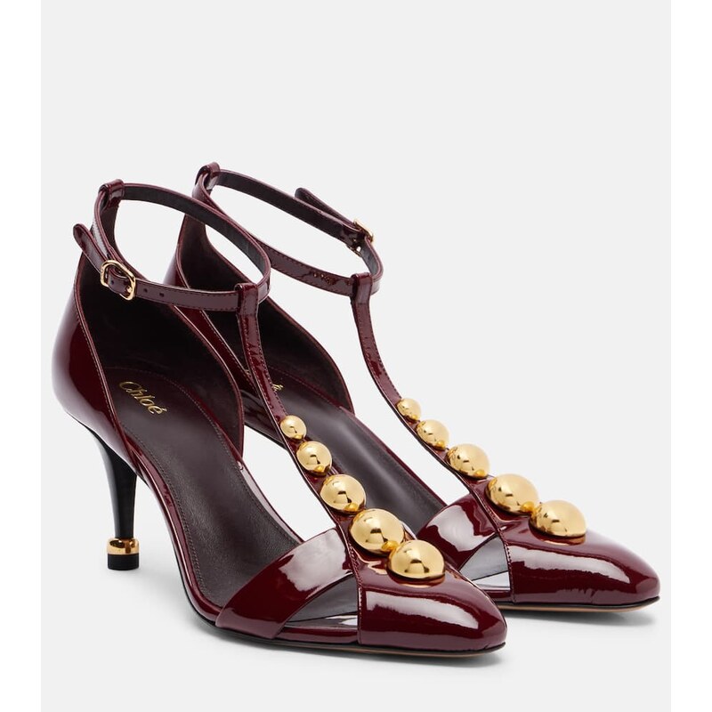 Chloe ChloÃ Cleia 70 studded patent leather pumps