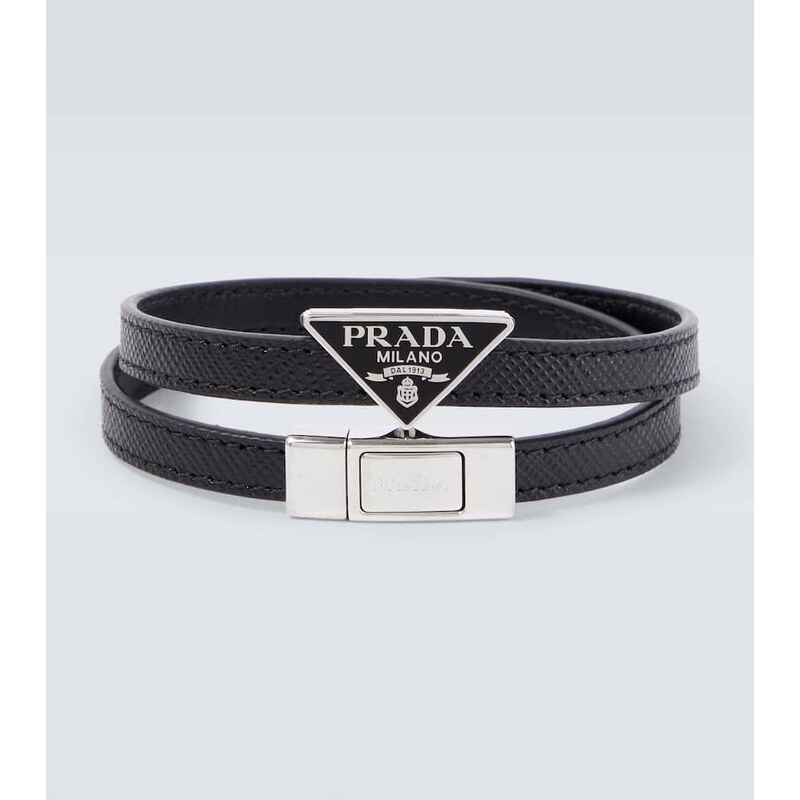 Prada Logo Saffiano leather bracelet