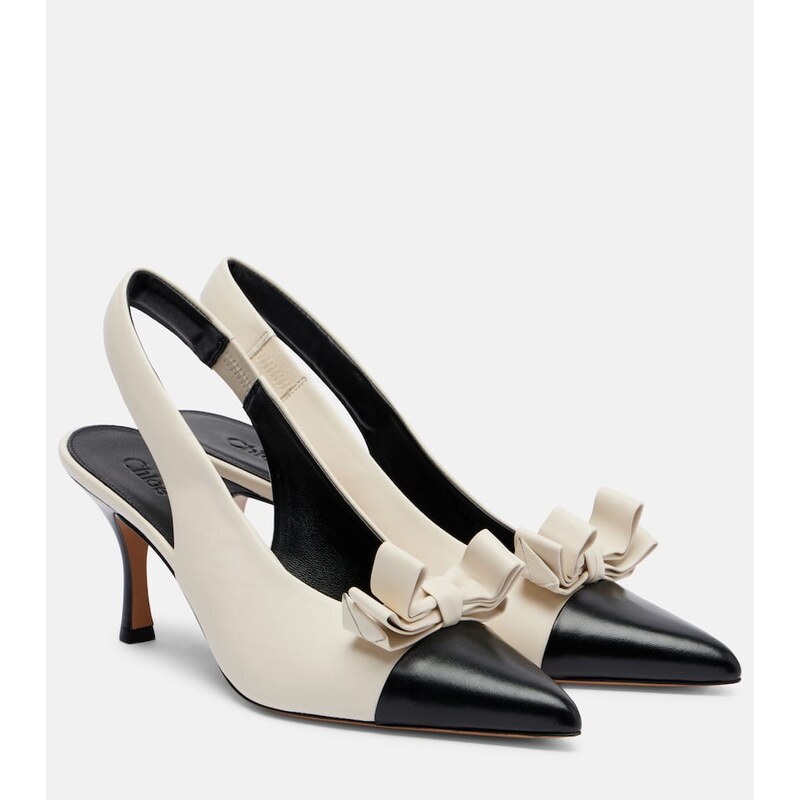 Chloe ChloÃ Alba 75 bow-detail leather slingback pumps