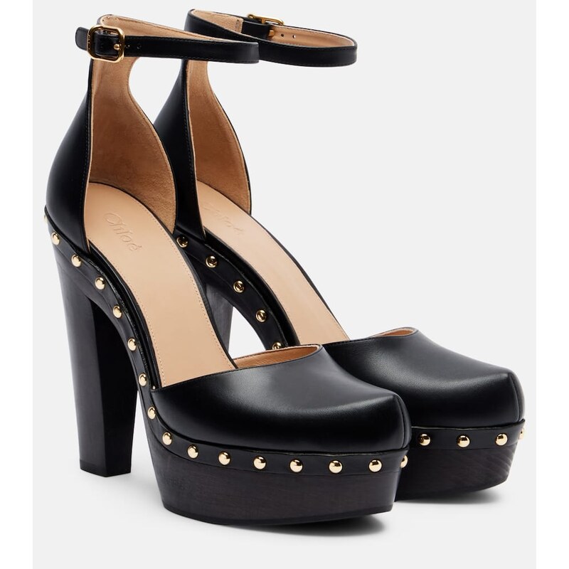 Chloe ChloÃ Lola studded leather platform pumps