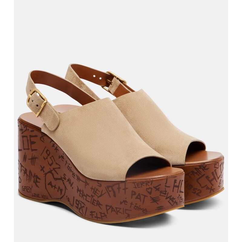 Chloe ChloÃ Maxime 80 suede wedge sandals