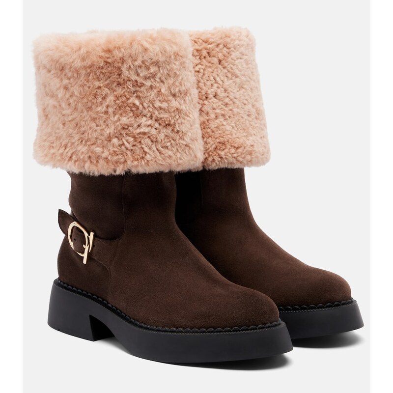 Ferragamo Zaki shearling-lined suede knee-high boots
