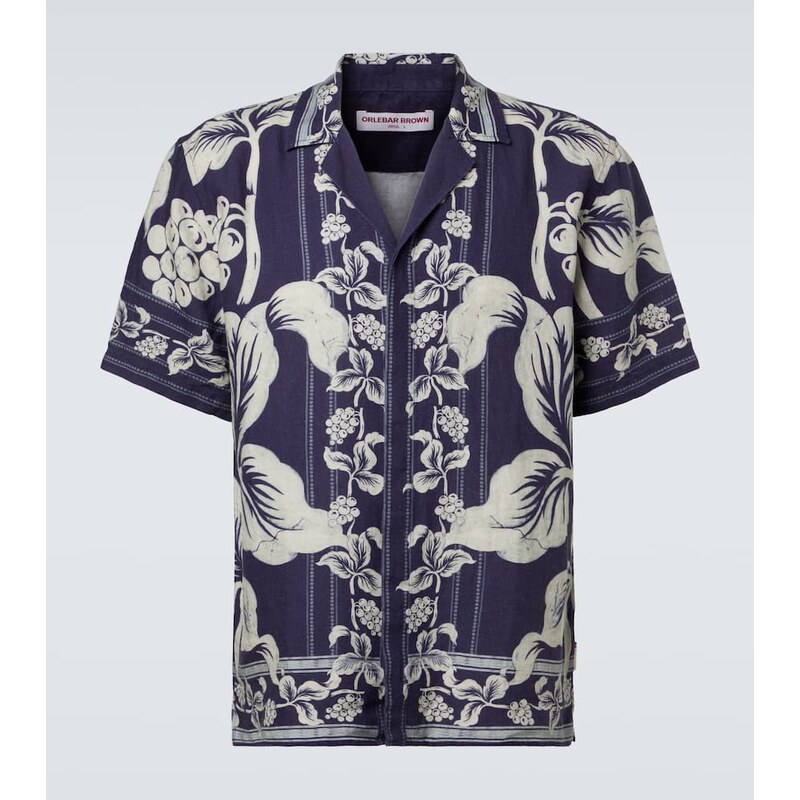 Orlebar Brown Maitan floral linen bowling shirt