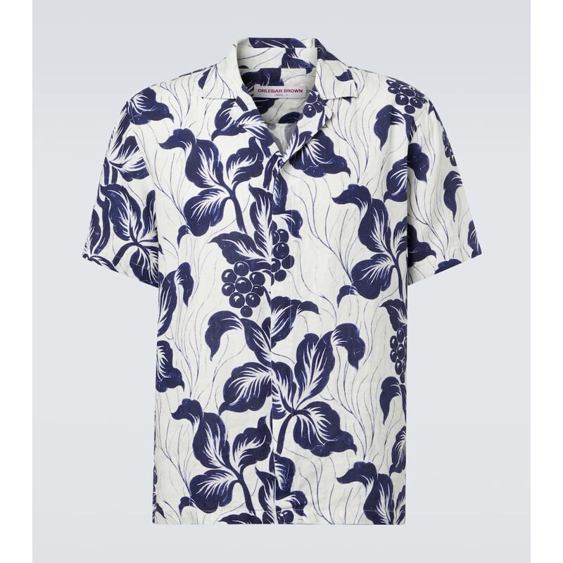 Orlebar Brown Maitan floral linen bowling shirt