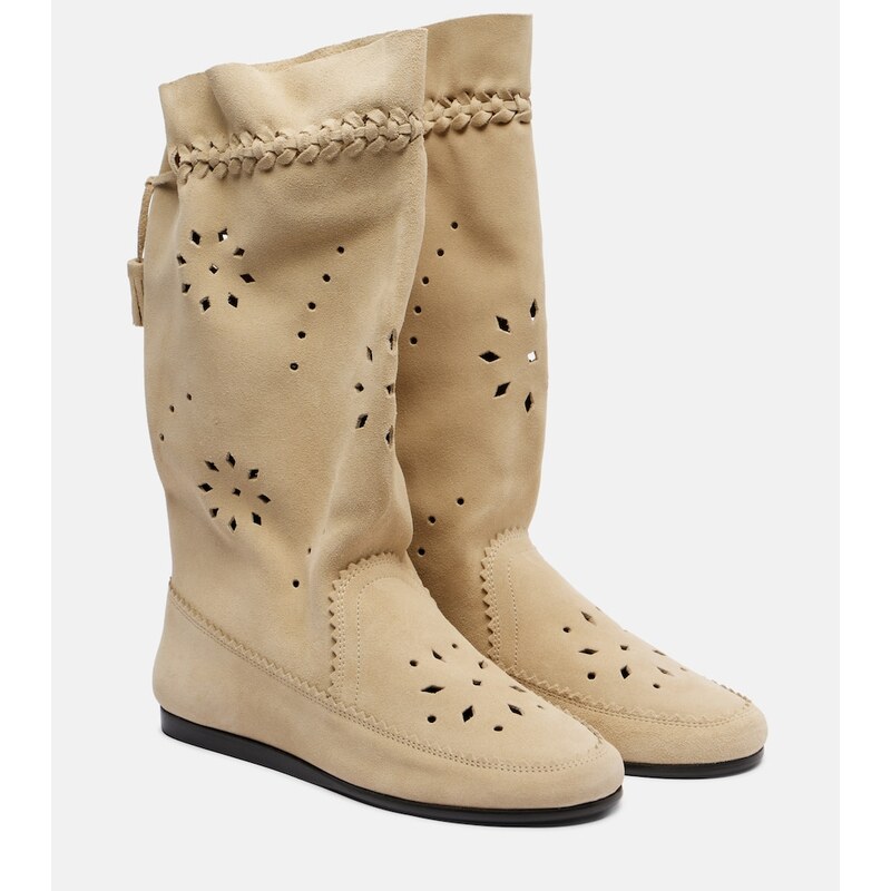 Isabel Marant Welky laser-cut suede mid-calf boots