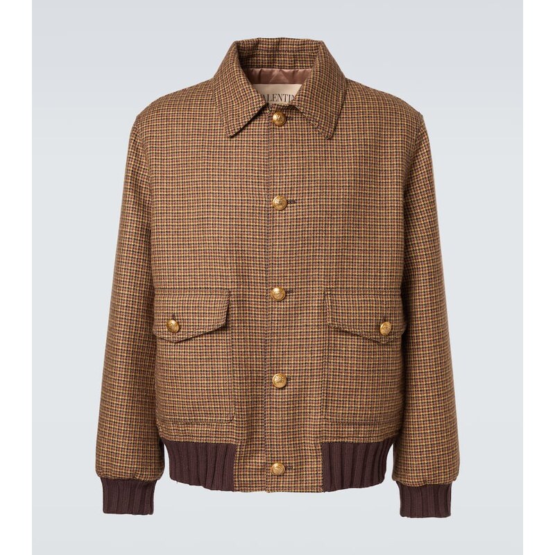 Valentino Houndstooth virgin wool bomber jacket