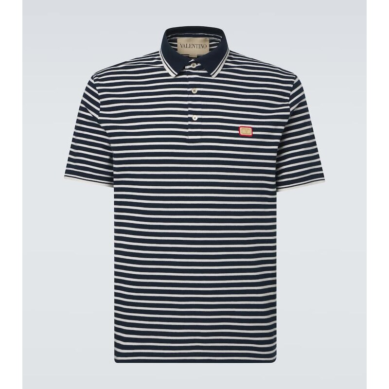 Valentino VLogo striped cotton polo shirt