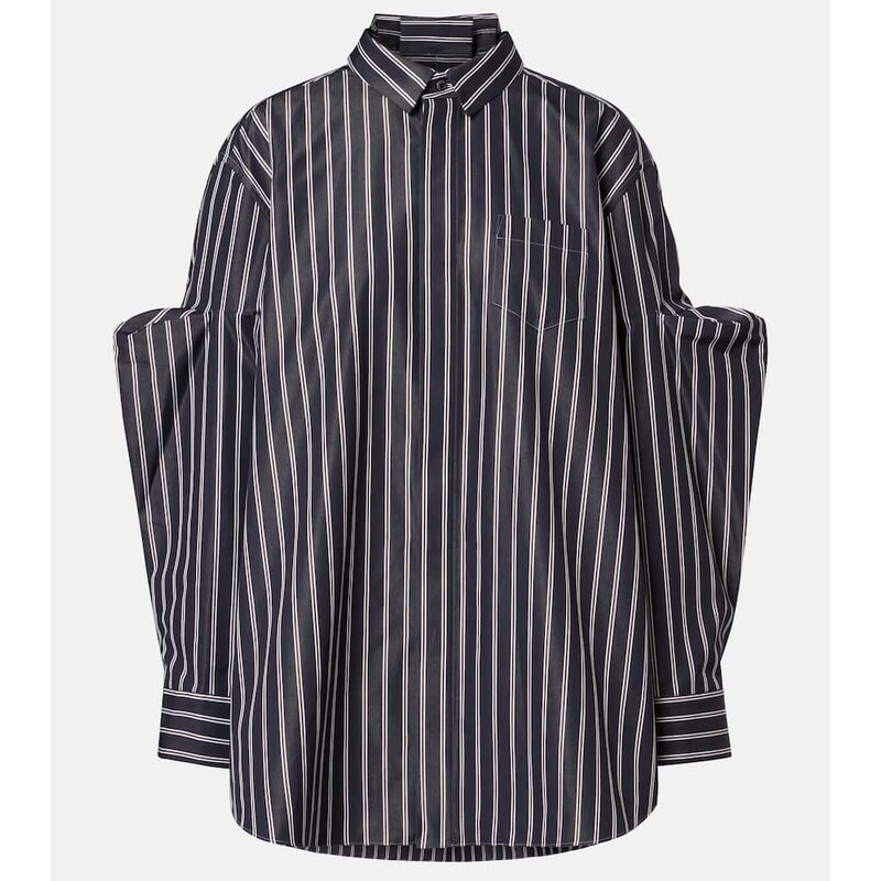 Sacai Striped oversized cotton-blend shirt