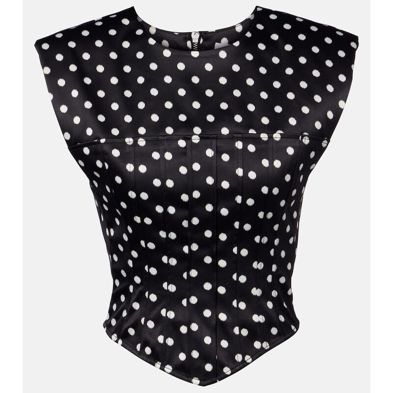 Ganni Polka-dot satin corset top
