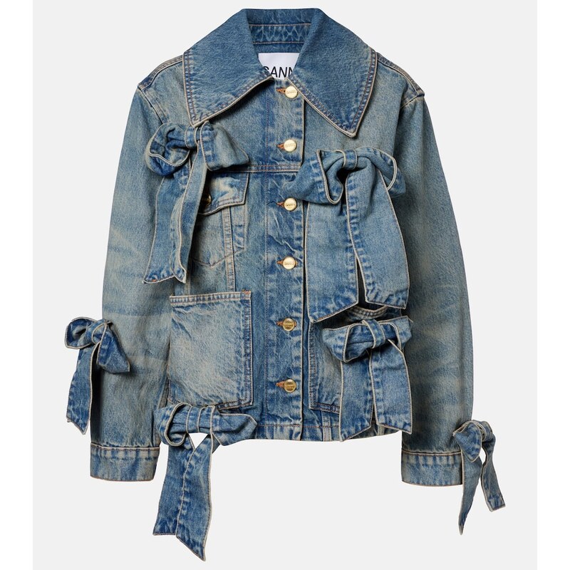 Ganni Bow-detail denim jacket