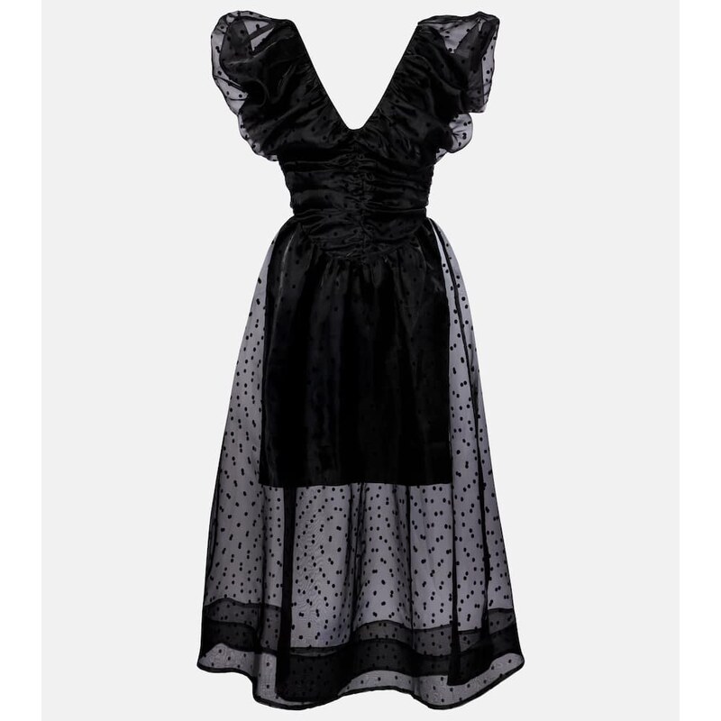 Ganni Polka-dot organza midi dress