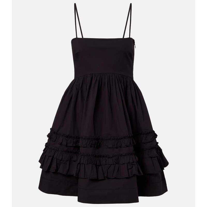 Ganni Ruffled cotton-blend minidress